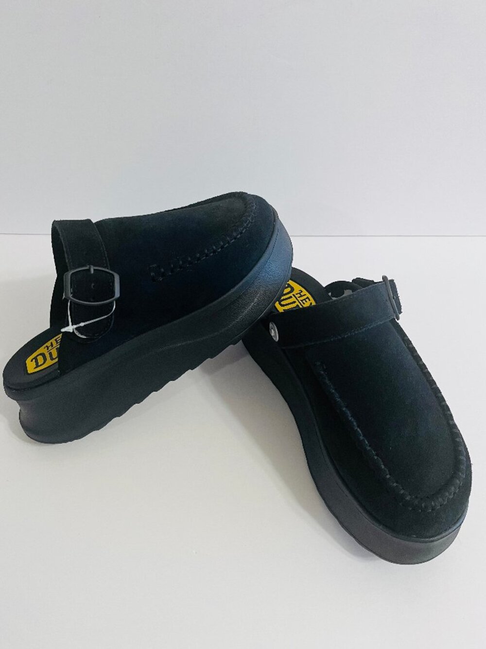 NEW! HEY DUDE Del Ray Clog Slip On Platform Comfort Mule Vegan Suede Black 6 - Picture 4 of 12